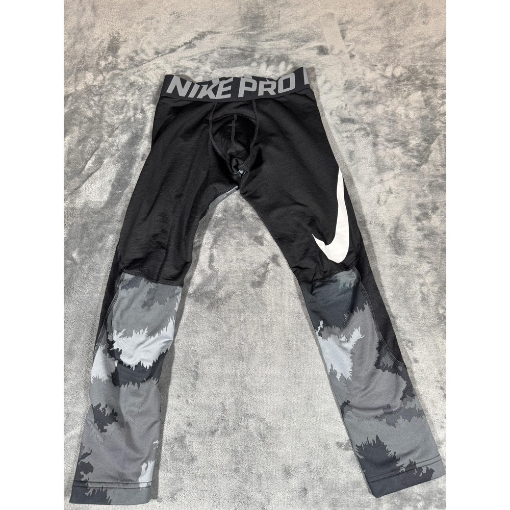 Nike HyperWarm Leggings Mens Small Black Camo Pro Compression Thermal Base Layer
